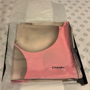 Chanel Pink and Beige Silk Scarf